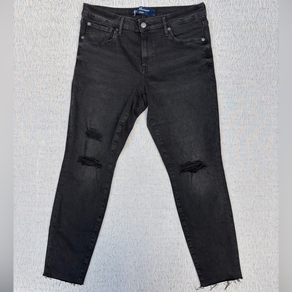 GAP Womens Black High Rise Legging Jeans Distressed